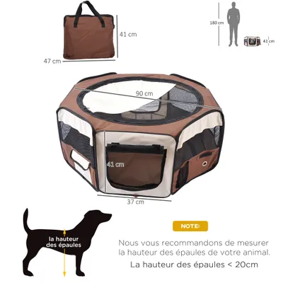 PawHut - enclos pliable 2 portes & poches H.41 cm - marron PawHut - enclos pliable 2 portes & poches H.41 cm - marron