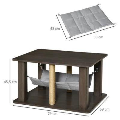 PawHut - table basse arbre chat 2-en-1 multifonction H.45,5 cm - gris