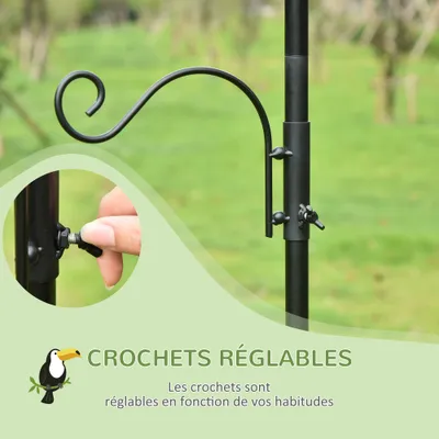 PawHut - mangeoire oiseaux multi-équipement H.208 cm - gris