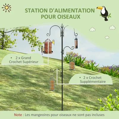 PawHut - mangeoire oiseaux multi-équipement H.208 cm - gris