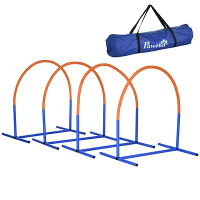 PawHut - Kit d'agilité chien 4 arcs sac de transport orange bleu