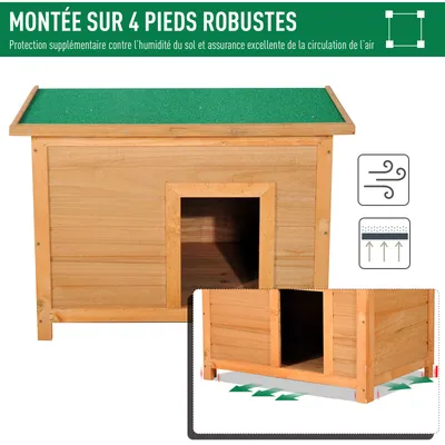 PawHut - Niche Chien sur Pied Toit Ouvrant H.58 cm - Vert