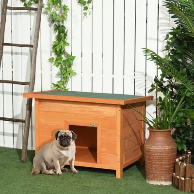 PawHut - Niche chien sur pieds 85 x 58 x 58 cm toit ouvrant bois
