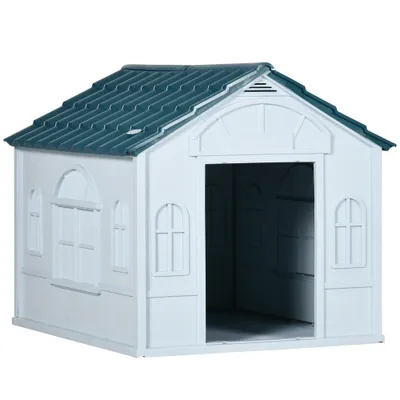 PawHut ? Niche chien design maisonnette 65 x 75 x 63 cm PP bleu blanc
