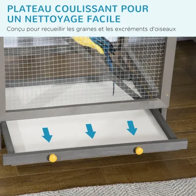 PawHut - Volière Grande 2 Portes H.165 cm - Gris