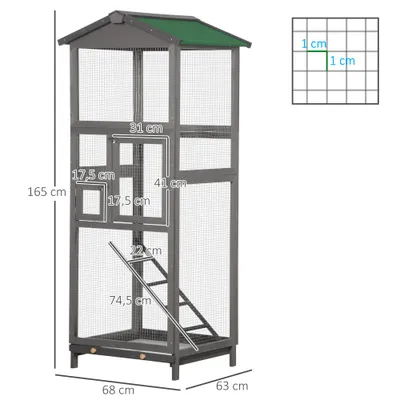 PawHut - Volière Grande 2 Portes H.165 cm - Gris