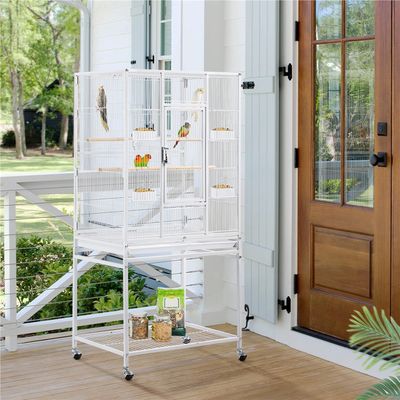 Grande Cage à Oiseaux Sur Pied En Métal Avec Loquet Robuste