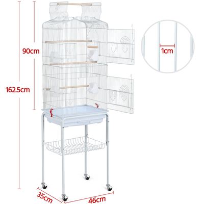 Cage à Oiseaux En Métal à Toit Ouvert Avec Portes Doubles