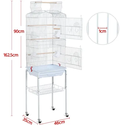 Cage à Oiseaux En Métal à Toit Ouvert Avec Portes Doubles