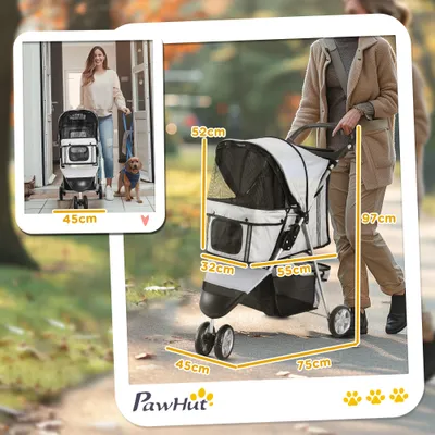 PawHut - Chariot Pliable Animaux Multi-Accessoires H.97 cm - Gris