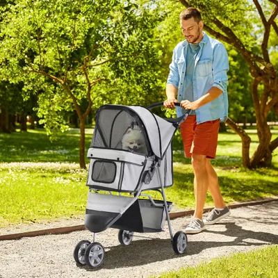 PawHut - Chariot Pliable Animaux Multi-Accessoires H.97 cm - Gris PawHut - Chariot Pliable Animaux Multi-Accessoires H.97 cm - Gris