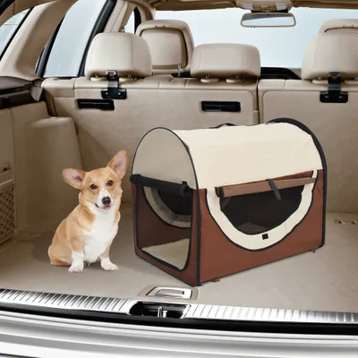 PawHut - Sac transport pliable & coussin H.41 cm - Multicolore
