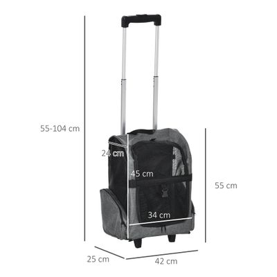 PawHut - 2 en 1 chariot sac à dos transport chien chat