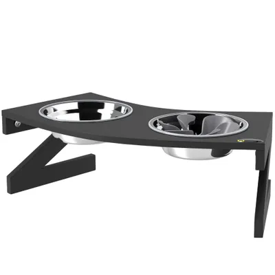 PawHut - Porte-gamelles anti-glouton surélevé H.16.5 cm - noir PawHut - Porte-gamelles anti-glouton surélevé H.16.5 cm - noir