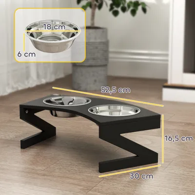 PawHut - Porte-gamelles anti-glouton surélevé H.16.5 cm - noir