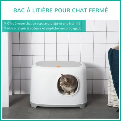 PawHut - Maison de toilette chat porte couvercle ouvrant pelle PawHut - Maison de toilette chat porte couvercle ouvrant pelle