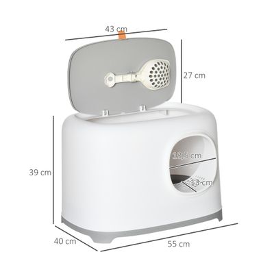 PawHut - Maison de toilette chat porte couvercle ouvrant pelle