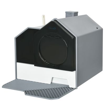PawHut - maison de toilette chat bac à litière H.42 cm- gris
