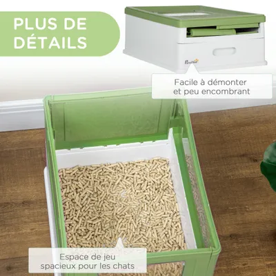 PawHut - Toilette pliable tiroir coulissant H.36.7 cm - vert