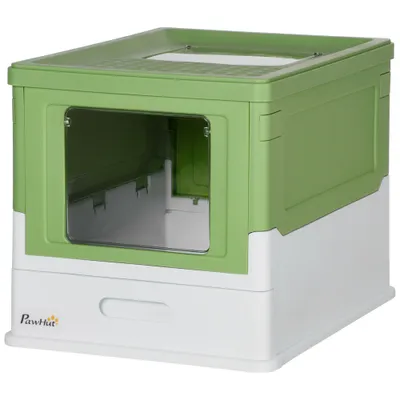 PawHut - Maison de toilette pliable chat blanc vert