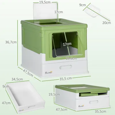 PawHut - Toilette pliable tiroir coulissant H.36.7 cm - vert