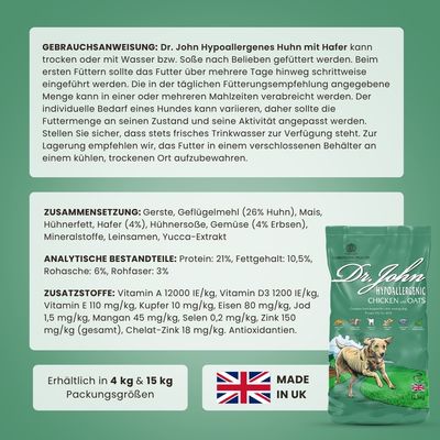 Dr John mit Huhn & Hafer für ausgewachsene Hunde