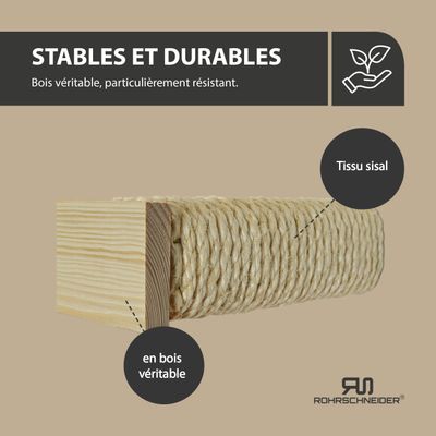 Rohrschneider Poteau en sisal avec embout en bois