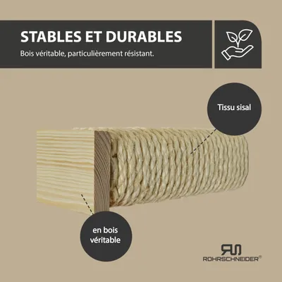 Rohrschneider Poteau en sisal avec embout en bois