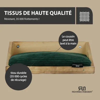 Katzenkletterwand Massiv gefl. Holz + Kissen Cord grün