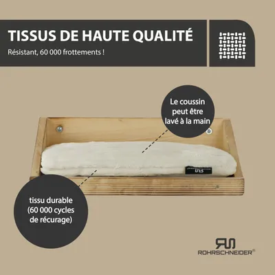 Katzenkletterwand Massiv gefl. Holz + Kissen Cord Dlx beige