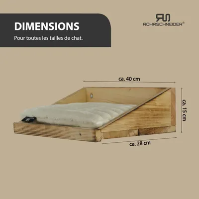 Katzenkletterwand Massiv gefl. Holz + Kissen Cord Dlx beige