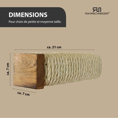 Marche d'escalade en sisal avec base en bois finition flammée