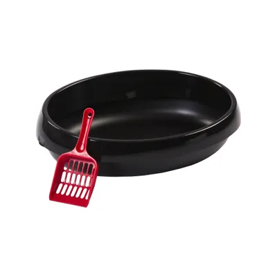 Bac à Litière pour Chat Ouvert avec Pelle - Compact, Facile à Nettoyer
