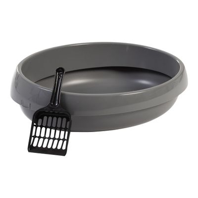 Bac à Litière pour Chat Ouvert avec Pelle - Compact, Facile à Nettoyer