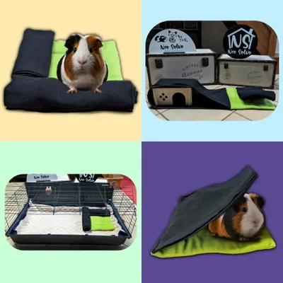 NEO SOLVO Coussin Polaire avec 2 Boudins Tunnels pour Cochon d'Inde