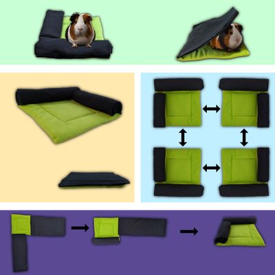 NEO SOLVO Coussin Polaire avec 2 Boudins Tunnels pour Cochon d'Inde