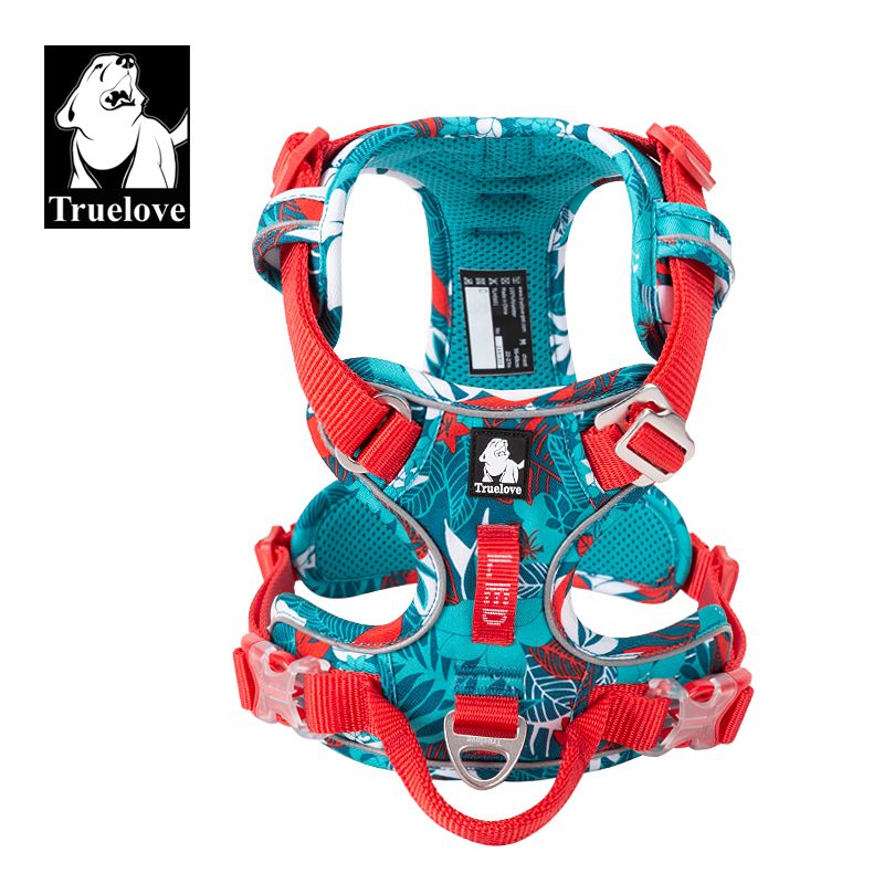 Harnais pour chien Truelove Country Plus Camouflage Bleu & Rouge
