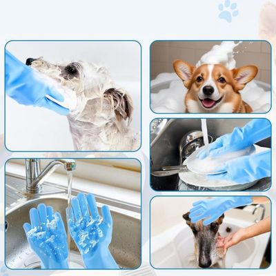IntiMeg Gants en silicone pour bain d'animaux