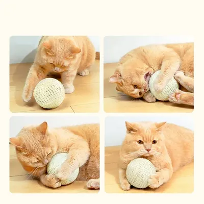 IntiMe Jouet pour chat boule de sisal de 10 cm