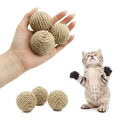IntiMe Lot de 3 balles en sisal pour chat IntiMe Lot de 3 balles en sisal pour chat