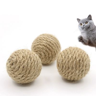 IntiMe Lot de 3 balles en sisal pour chat