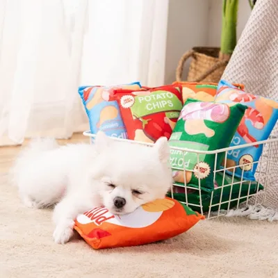 IntiMeg Jouet couineur pour chien Chips de pommes de terre