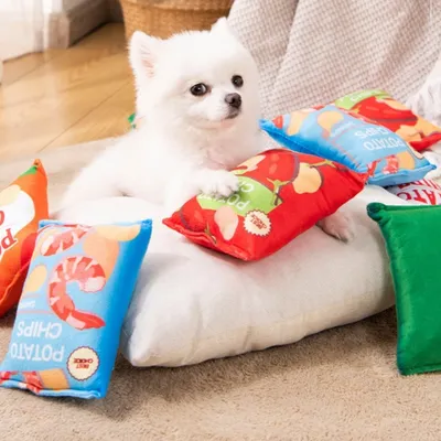 IntiMeg Jouet couineur pour chien Chips de pommes de terre IntiMeg Jouet couineur pour chien Chips de pommes de terre
