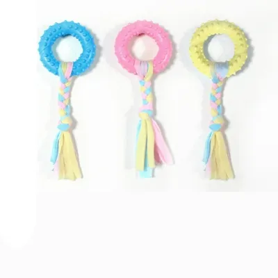 IntiMeg Jouet pour chien en corde de coton et boucle en tissu