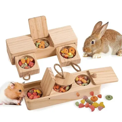IntiMeg Jouets en bois pour lapins et autres petits animaux