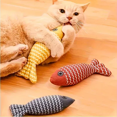 IntiMeg Jouet en peluche pour chat Simulation de poisson