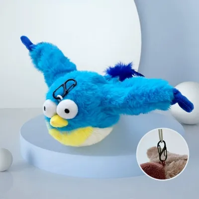 IntiMeg Jouet pour chat oiseau bleu réaliste