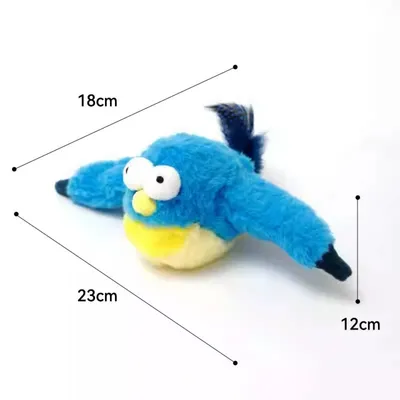 IntiMeg Jouet pour chat oiseau bleu réaliste