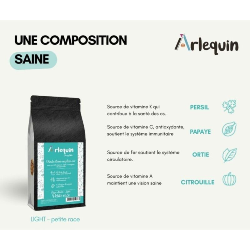 Arlequin - CROQUETTE CHIEN PETITE RACE  SANS CÉRÉALES   Dinde