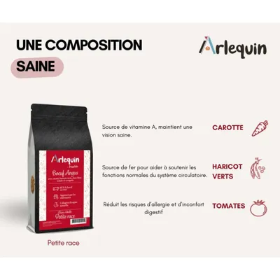 Arlequin - CROQUETTE CHIEN PETITE RACE  SANS CÉRÉALES   BOEUF ANGUS